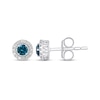 Thumbnail Image 3 of Blue & White Diamond Halo Stud Earrings 1/3 ct tw Sterling Silver