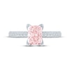 Thumbnail Image 3 of Monique Lhuillier Bliss Radiant-Cut Peach-Pink & White Lab-Grown Diamond Engagement Ring 2-1/2 ct tw 18K White Gold