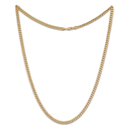 Hollow Cuban Curb Chain Necklace 3.75mm 14K Yellow Gold 24&quot;