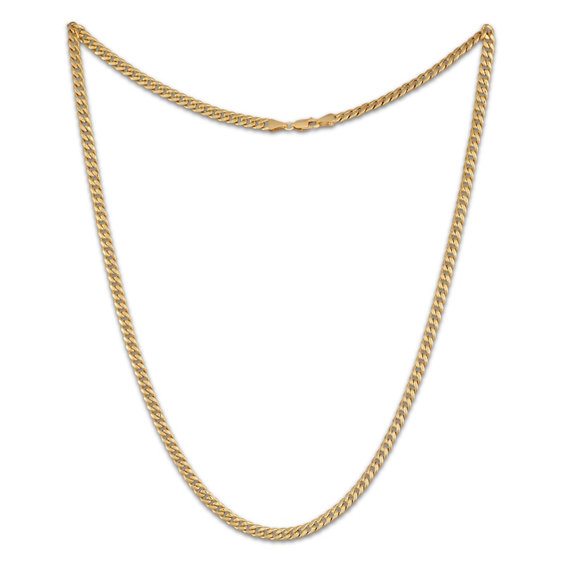 Hollow Cuban Curb Chain Necklace 3.75mm 14K Yellow Gold 24"