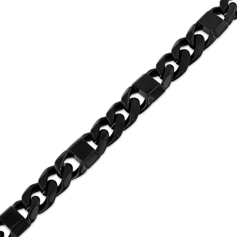 Main Image 2 of Men's Curb Chain Station Bracelet Black Ion-Plated Stainless Steel 8.5&quot;