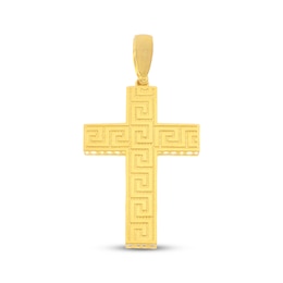 Greek Key Cross Charm 10K Yellow Gold