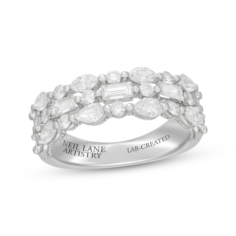 Main Image 1 of Neil Lane Artistry Baguette, Marquise, Pear & Round-Cut Lab-Grown Diamond Anniversary Ring 1-1/2 ct tw 14K White Gold