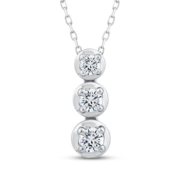 Memories, Moments, Magic Diamond Three-Stone Drop Necklace 1/2 ct tw 10K White Gold 18&quot;