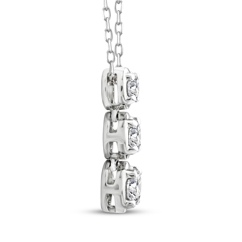 Main Image 2 of Memories, Moments, Magic Diamond Three-Stone Drop Necklace 1/2 ct tw 10K White Gold 18&quot;