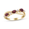 Thumbnail Image 1 of Oval-Cut Natural Ruby & Diamond Crossover Ring 1/10 ct tw 10K Yellow Gold