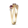 Thumbnail Image 2 of Oval-Cut Natural Ruby & Diamond Crossover Ring 1/10 ct tw 10K Yellow Gold