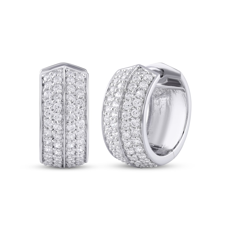 Main Image 1 of Lab-Grown Diamonds by KAY Men's Huggie Hoop Earrings 1 ct tw Sterling Silver