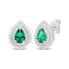 Thumbnail Image 4 of Pear-Shaped Lab-Created Emerald & White Lab-Created Sapphire Halo Gift Set Sterling Silver