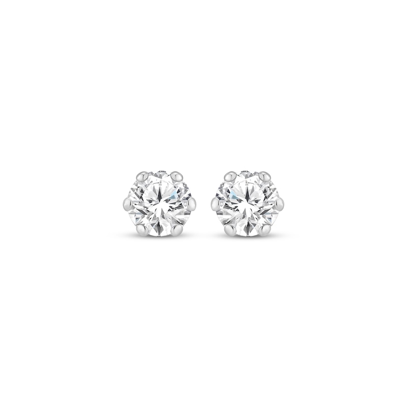 Main Image 2 of Certified Round-Cut Diamond Solitaire Stud Earrings 1/2 ct tw 14K White Gold (F/I1)