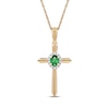 Thumbnail Image 1 of Emerald & Diamond Cross Necklace 1/20 ct tw 10K Yellow Gold 18&quot;