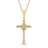 Thumbnail Image 3 of Emerald & Diamond Cross Necklace 1/20 ct tw 10K Yellow Gold 18&quot;