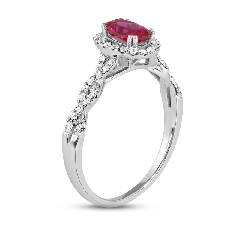 Main Image 2 of Lab-Created Ruby & White Lab-Created Sapphire Twist Ring Sterling Silver