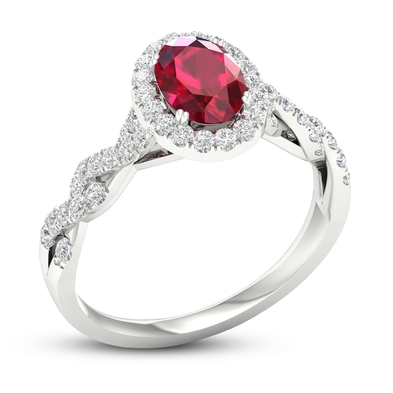 Main Image 4 of Lab-Created Ruby & White Lab-Created Sapphire Twist Ring Sterling Silver