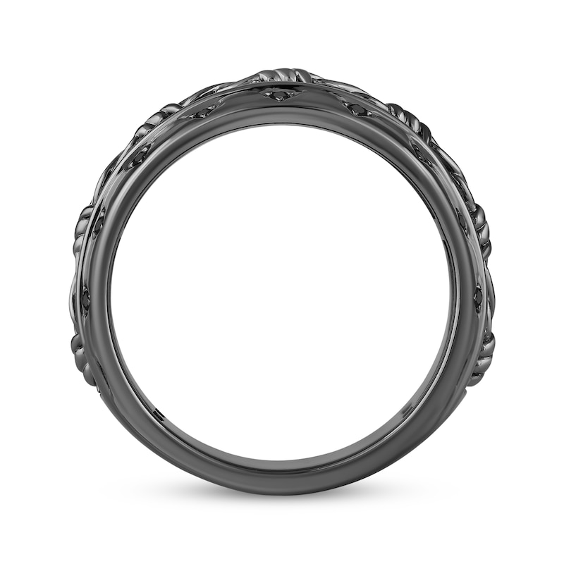 Main Image 3 of Ink & Ice Men's Black Diamond Barbed Wire Ring 1/10 ct tw Black Rhodium-Plated Sterling Silver