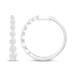 Diamond Graduated Hoop Earrings 1 ct tw 10K White Gold