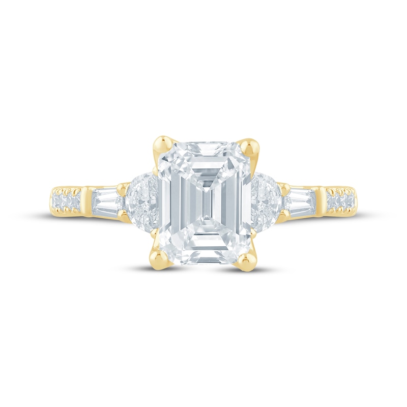 Main Image 4 of Monique Lhuillier Bliss Emerald-Cut Lab-Grown Diamond Engagement Ring 2 ct tw 18K Yellow Gold