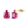 Thumbnail Image 1 of Cushion & Round-Cut Lab-Created Ruby Stud Earrings 10K Yellow Gold