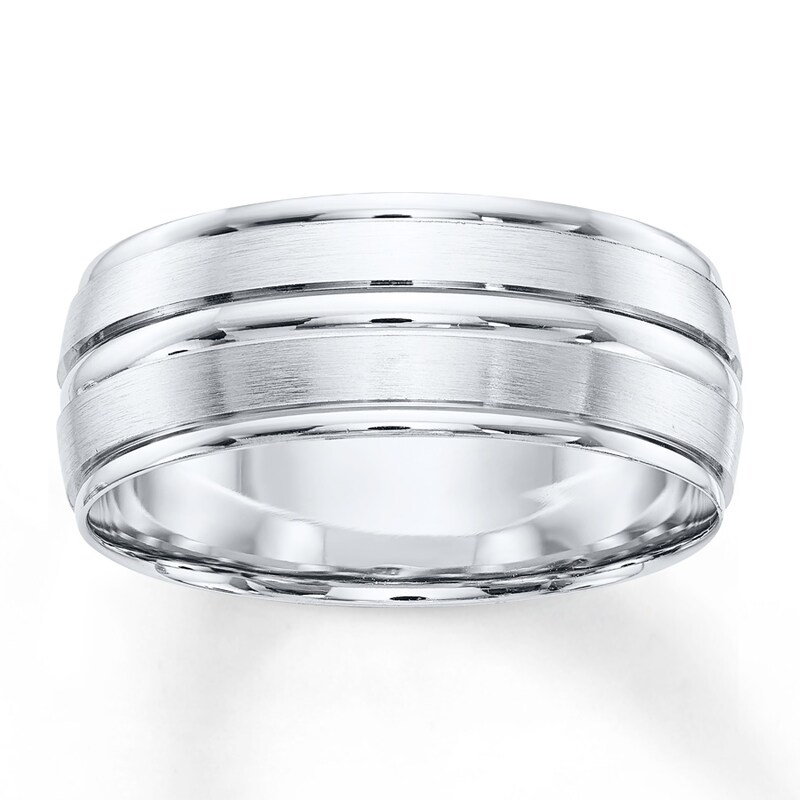 14k White Gold Men S Wedding Band 8mm 8mm Wedding Rings