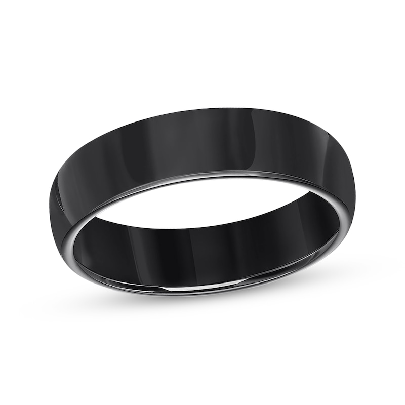 Main Image 1 of 6mm Polished Wedding Band Black Tungsten Carbide Size 10