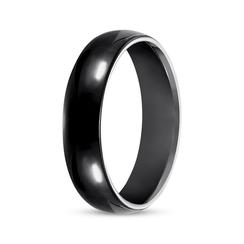 Main Image 2 of 6mm Polished Wedding Band Black Tungsten Carbide Size 10