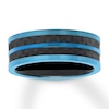 Thumbnail Image 1 of Men's Wedding Band Black/Blue Ion-Plated Stainless Steel 7.75mm