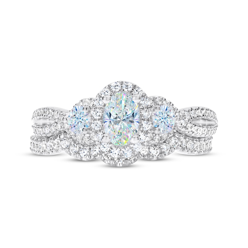 THE LEO First Light Diamond Oval & Round-Cut Three-Stone Bridal Set 1-1/8 ct tw 14K White Gold