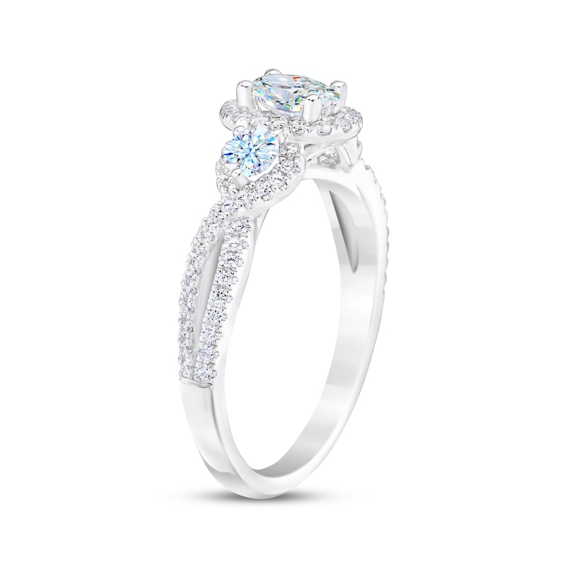 Main Image 2 of THE LEO First Light Diamond Oval & Round-Cut Three-Stone Engagement Ring 1 ct tw 14K White Gold