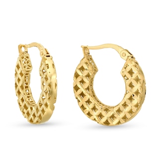 Italian Brilliance Diamond-Cut Hoop Earrings 14K Yellow Gold 20mm