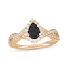 Thumbnail Image 1 of Neil Lane Pear-Shaped Black Diamond & White Diamond Twist Engagement Ring 1-1/5 ct tw 14K Yellow Gold