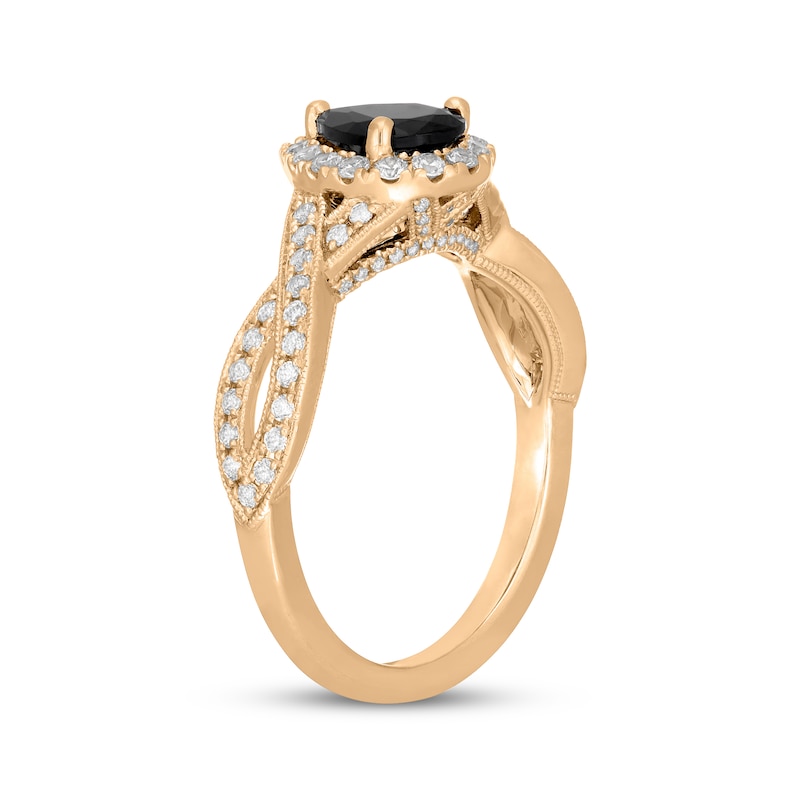 Main Image 2 of Neil Lane Pear-Shaped Black Diamond & White Diamond Twist Engagement Ring 1-1/5 ct tw 14K Yellow Gold