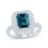 Thumbnail Image 1 of Emerald-Cut London Blue Topaz & Round-Cut Diamond Engagement Ring 7/8 ct tw 14K White Gold