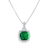 Thumbnail Image 1 of Cushion-Cut Lab-Created Emerald & White Lab-Created Sapphire Twist Necklace Sterling Silver 18&quot;