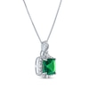 Thumbnail Image 2 of Cushion-Cut Lab-Created Emerald & White Lab-Created Sapphire Twist Necklace Sterling Silver 18&quot;