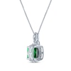 Thumbnail Image 3 of Cushion-Cut Lab-Created Emerald & White Lab-Created Sapphire Twist Necklace Sterling Silver 18&quot;