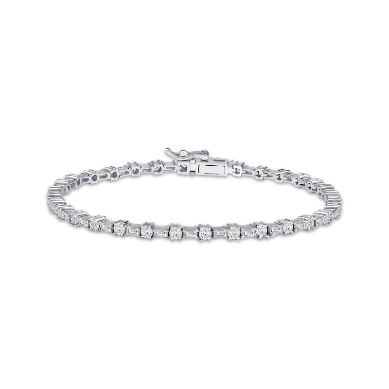 Lab-Grown Diamonds by KAY Baguette & Round-Cut Bracelet 3 ct tw 14K White Gold 7.25"