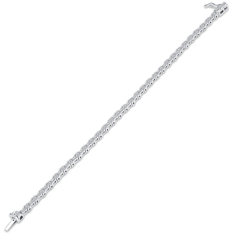 Main Image 2 of KAY Lab-Grown Diamonds Baguette & Round-Cut Bracelet 3 ct tw 14K White Gold 7.25&quot;