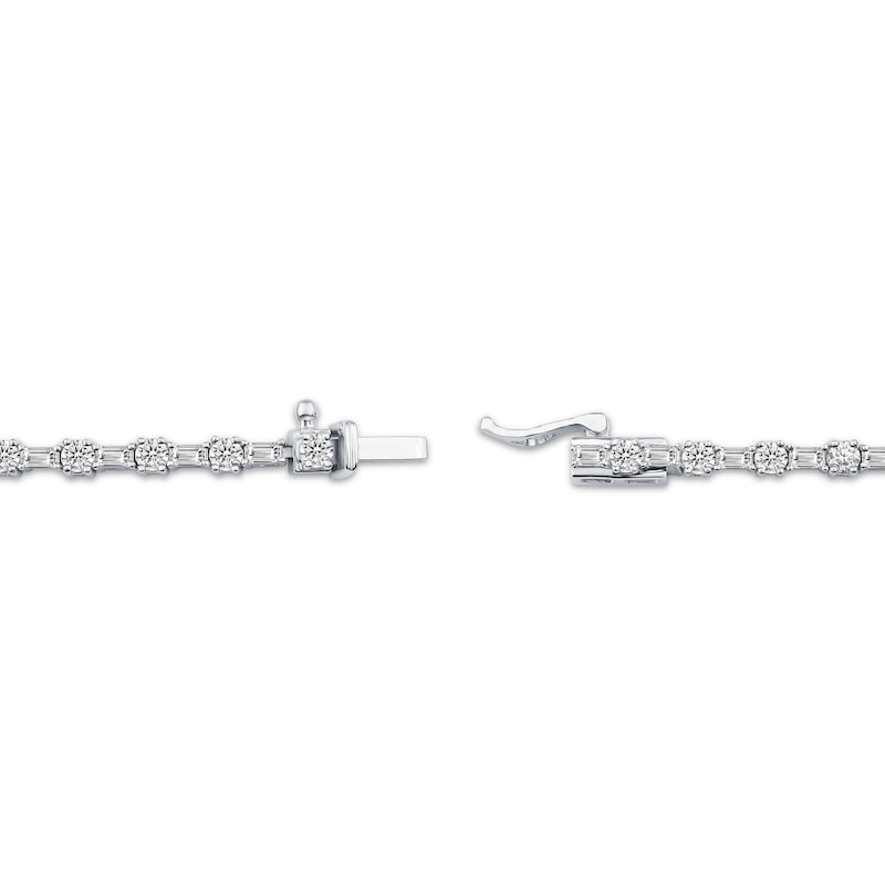 Lab-Created Diamonds by KAY Baguette & Round-Cut Bracelet 3 ct tw 14K White Gold 7.25"