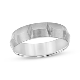 Now + Forever Men's Angled Brushed Wedding Band Titanium 6mm