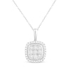 Thumbnail Image 2 of Multi-Diamond Center Cushion-Shaped Necklace & Earrings Gift Set 1/10 ct tw Sterling Silver