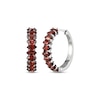 Thumbnail Image 1 of Marquise-cut Garnet Hoop Earrings Sterling Silver