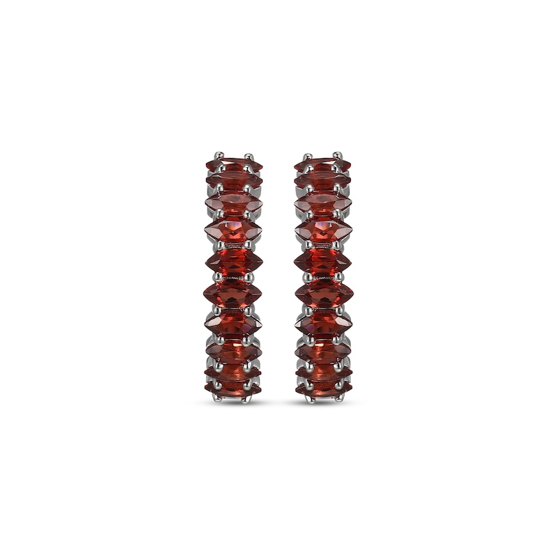 Main Image 2 of Marquise-cut Garnet Hoop Earrings Sterling Silver