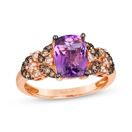 Le Vian Venetian Mosaic Cushion-Cut Amethyst Ring 3/8 ct tw Diamonds 14K Strawberry Gold