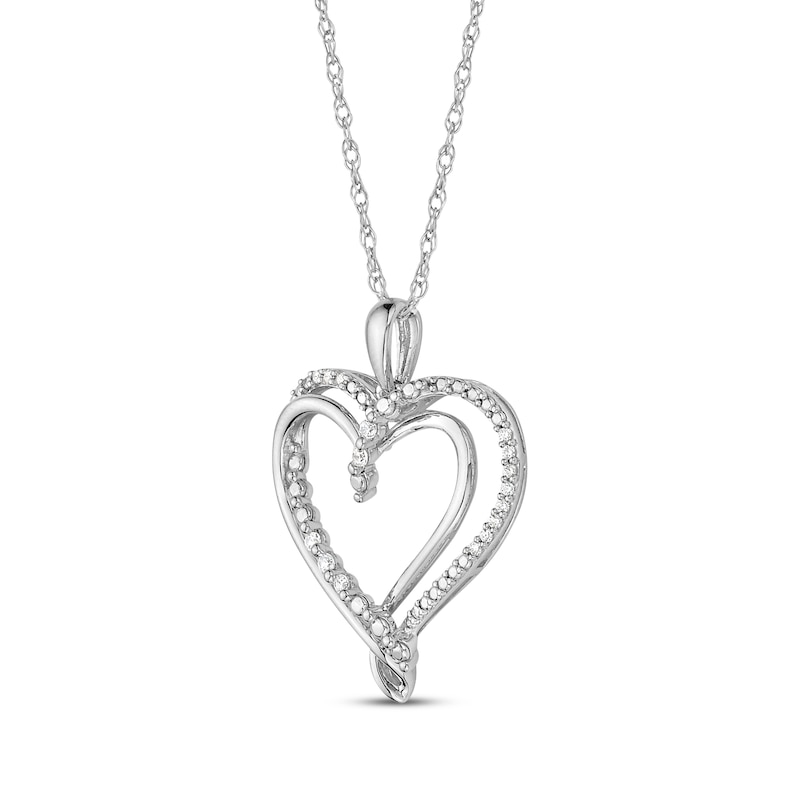 Diamond Intertwining Hearts Necklace 1/10 ct tw 10K White Gold 18