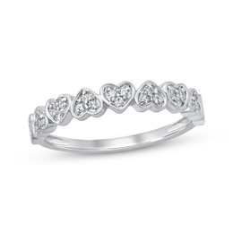 Diamond Heart Ring 1/8 ct tw Round-cut Sterling Silver