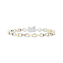 Linked Always Diamond Oval Chain Link Bracelet 1/6 ct tw Sterling Silver & 10K Yellow Gold 7&quot;
