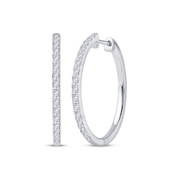 Baguette-Cut Diamond Hoop Earring 1/2 ct tw 10K White Gold