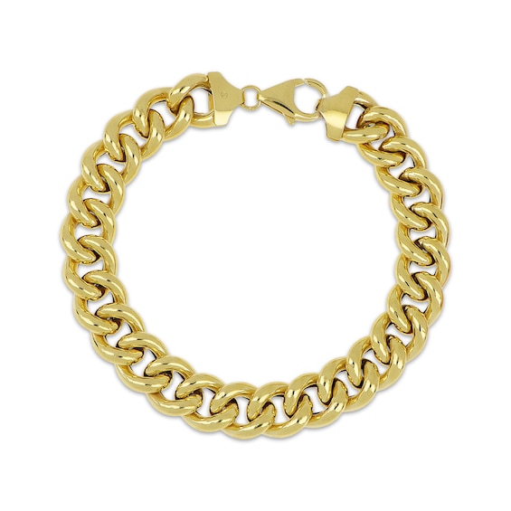 Hollow Puff Curb Chain Bracelet 10.3mm 10K Yellow Gold 8"