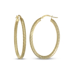 Italian Brilliance Diamond-Cut Oval Hoop Earrings 14K Yellow Gold 39.5mm