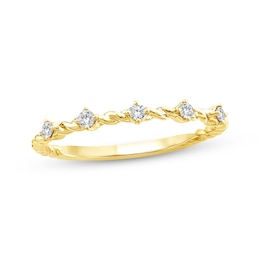 Threads of Love Diamond Stackable Station Anniversary Ring 1/10 ct tw 14K Yellow Gold